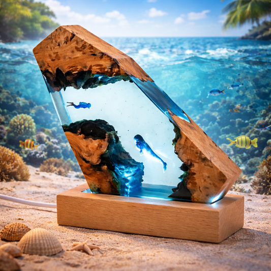 Diver Whale Resin Lamp
