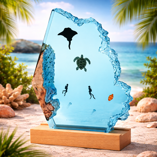 Ocean With Turtle Resin Lamp