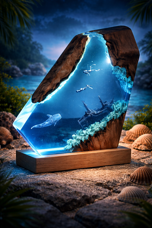 Ship Diver Resin Lamp