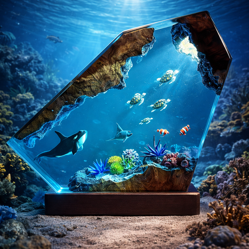 Corals And Whales Resin Lamp