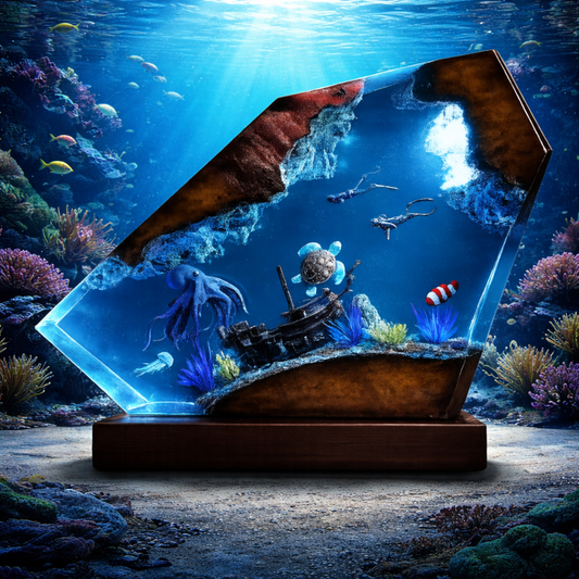 Octopus Ship Resin Lamp