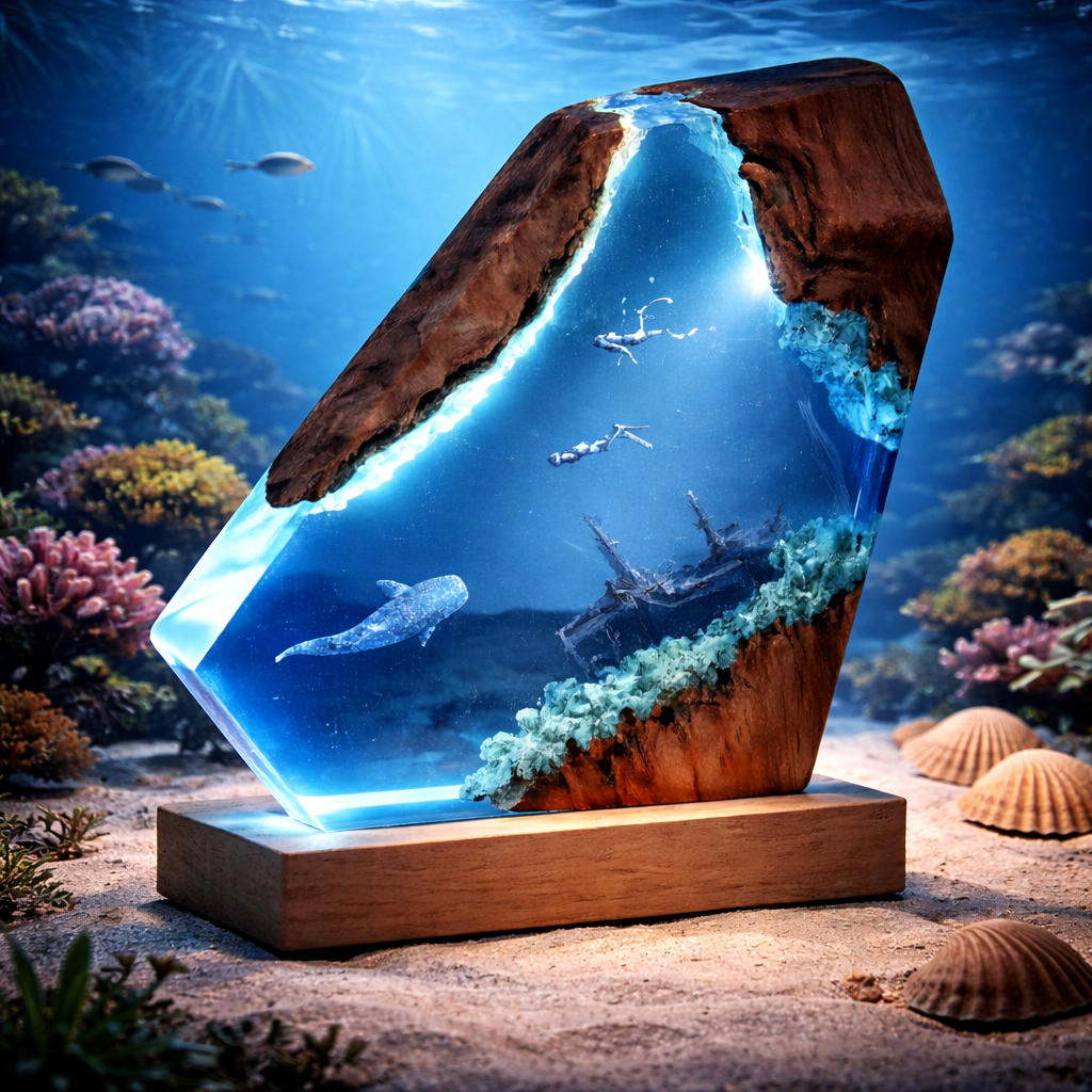 Ship Diver Resin Lamp