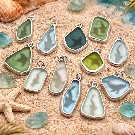 Sterling Silver Pendant with Sea Crystal